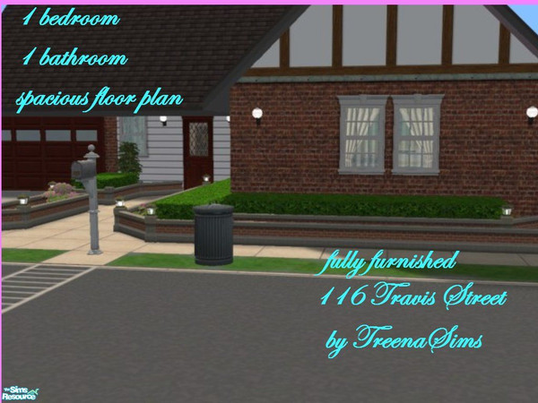 Sims 2 — 116 Travis Street by treenasims — This brick/siding 1 bedroom, 1 bathroom home comes fully furnished and outdoor