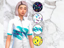 Sims 4 — Kii's Retro Button-Up Tee by kiibaleo — -Yoko Honda design -80s retro style -4 fun neon patterns