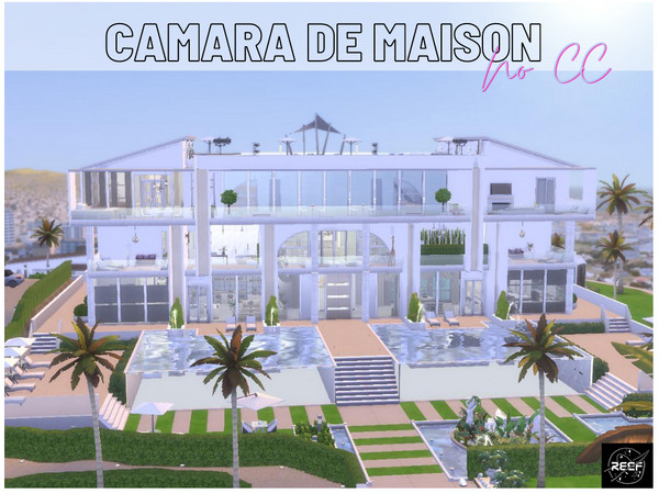 Sims 4 — Camara de Maison - No CC by XxReefxX — This hilltop mansion is a classic take of a modern house yet it does not