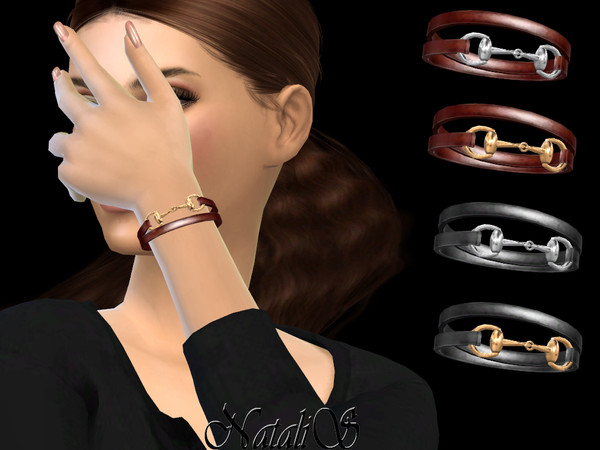 Sims 4 — NataliS_Horsebit leather wrap bracelet by Natalis — Horsebit leather wrap bracelet. FT-FA-FE 