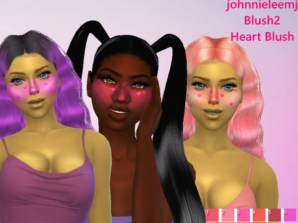 Sims 4 — Blush2 (Heart Blush) by johnnieleemj — Vibrant blush with hearts throughout
