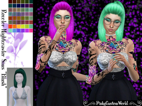 Sims 4 — Retexture of Blush hair by Nightcrawler by PinkyCustomWorld — - Recolor in 48 different colors - Custom