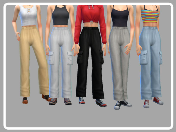 Sims 4 — Loose Cargo Pants v2 by EvieSAR — - basegame - 15 swatches each - all maps - custom thumbnails - not allowed to
