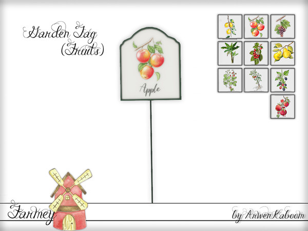 Sims 4 — Farmey - Garden Tag (Fruits) by ArwenKaboom — Base game garden tag for some fruits in game.