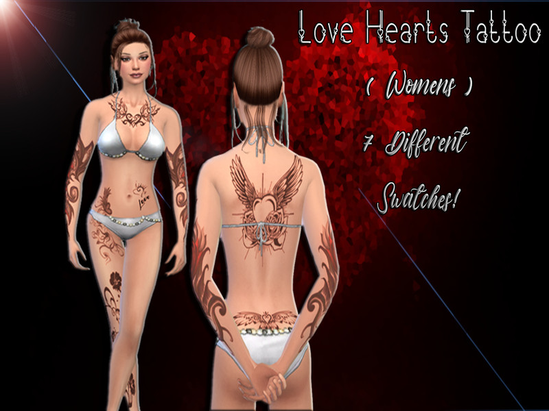 Sims 4 Love Hearts Tattoo by Evemor