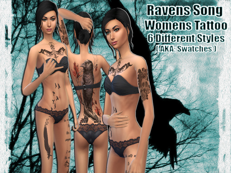 Sims 4 Ravens Song Womens Tattoo Set by Evemor