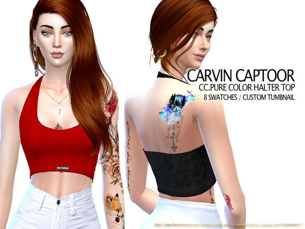 Sims 4 — CC.Pure color halter top by carvin_captoor — Created for sims4 Original Mesh All Lod 8 Swatches Don't Recolor