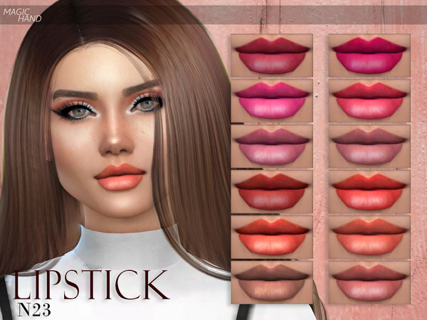 Sims 4 — [MH] Lipstick N23 by MagicHand — --15 available colors-- --Compatible with HQ settings-- --CAS thumbnail--