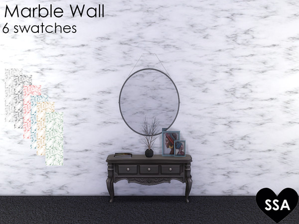 Sims 4 — Marble Wall by SulSulAdrianna — A marble wall with 6 swatches. Enjoy :)