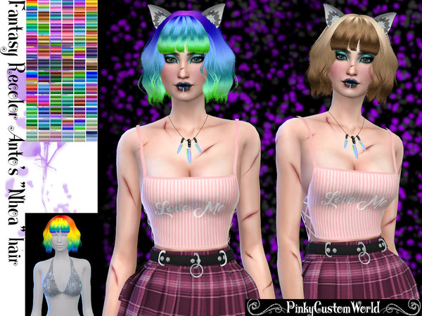 Sims 4 — Fantasy Retexture of Nhoa hair by Anto by PinkyCustomWorld — - Recolor in 72 different colors - Custom Thumbnail