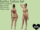 Sims 4 — Earthy Tattoo Set by SulSulAdrianna — A set of 4 earthy tattoos; a tree of life, roses, lavender branch, and a