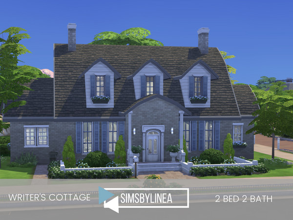 Sims 4 — Writer's Cottage by SIMSBYLINEA — This English inspired basegame only cottage offers a beautiful home to a