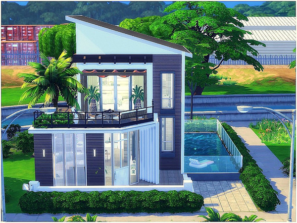 Sims 4 — Corner House by lotsbymanal — A small modern house with one bedroom and bathroom...