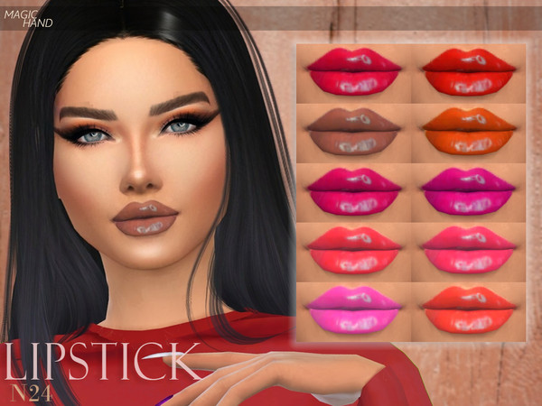 Sims 4 — [MH] Lipstick N24 by MagicHand — --12 available colors-- --Compatible with HQ settings-- --CAS thumbnail--