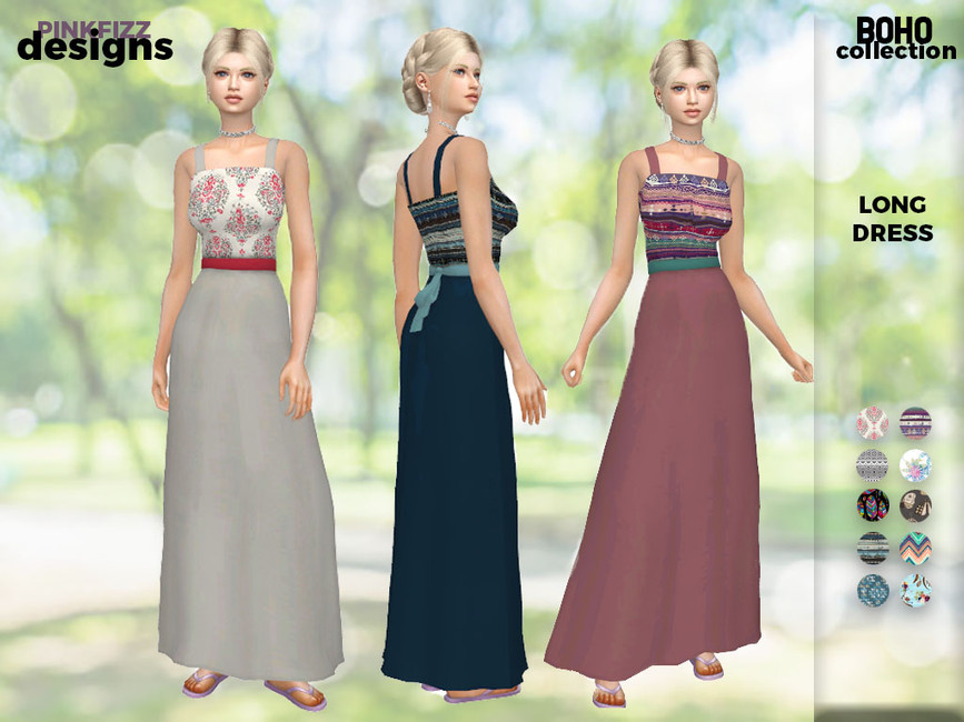 The Sims Resource Boho Long Dress