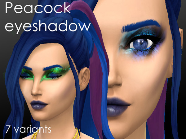 Sims 4 — Peacock eyeshadow by blackliner001 — Bright and vivid, with interesting textures. 4 different colors, each have