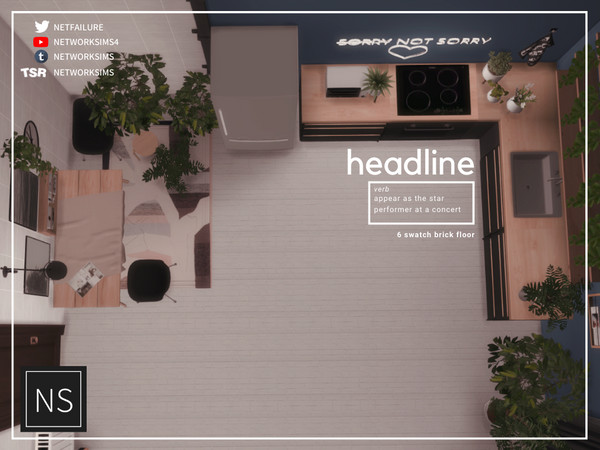 Sims 4 — Headline Brick Floor - Networksims by networksims — A 6-swatch worn-down brick floor.