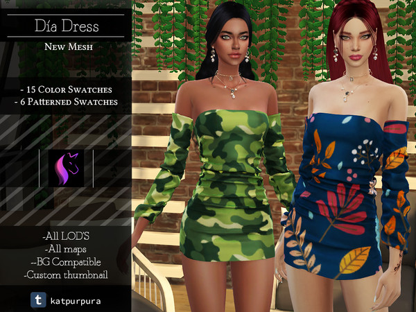 Sims 4 —  by KaTPurpura — Elegance and joviality come together to give life to this short skirt dress with long sleeves