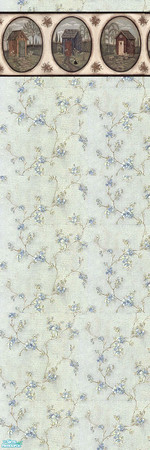 Sims 2 — The Kitchen Walls Set -Floral and Houses by gummypeaches — A floral wallpaper for your kitchen.