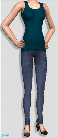 Sims 2 — Simple Tanks  [Teal] by Lola — Lux Jeans With Simple Plain Tank Tops, Pefect For Casual Days Out! Remember To