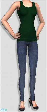 Sims 2 — Simple Tanks  [Green] by Lola — Lux Jeans With Simple Plain Tank Tops, Pefect For Casual Days Out! Remember To