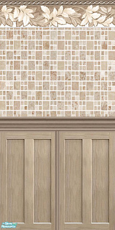 Sims 2 — Tawny leaves panel by devilishdawn — Half tiled wall, other half is wood panel
