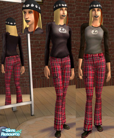 Sims 2 — Stephers look by hootyholler — The set requires no meshes and includes the makeup, hair, the shirt, the pants,