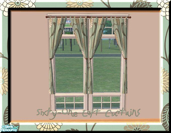 Sims 2 — Sixty-One Loft Curtains  by jeni — Recolour of the Maxis 'loft' curtains to co-ordinate with my Sixty-One