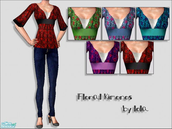 Sims 2 — Floral Kimonos by Lola — 5 Floral Kimono's Based On A New Mesh By Forward Motion. Sexy, Cute & Sweet,