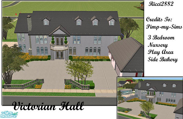 Sims 2 — Victorian Hall by TheNumbersWoman — A very beautifully designed home for your large Sim Family.Has a Nursery and
