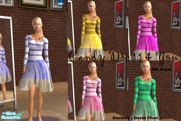 Sims 2 — Candy Dress by David_Phan — Need mesh 0014 at