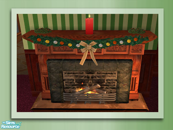 Sims 2 — Christmas Mantle Garland - Wreath 01 by Shakeshaft — Brighten up your Sims fire surrounds this christmas with