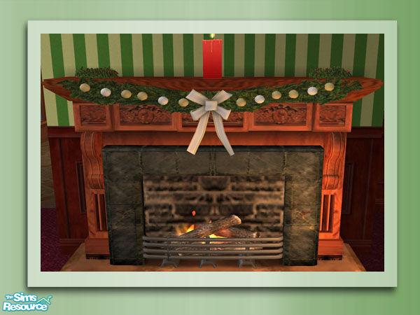 Sims 2 — Christmas Mantle Garland - White by Shakeshaft — Brighten up your Sims fire surrounds this christmas with the