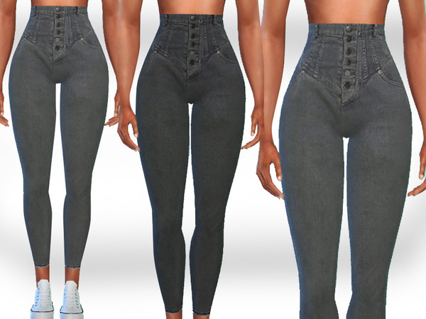 The Sims Resource - Super High Waist Button Jeans