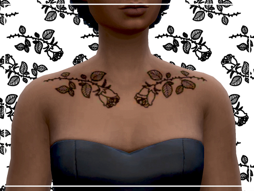 The Sims Resource - Roses collarbone tattoo