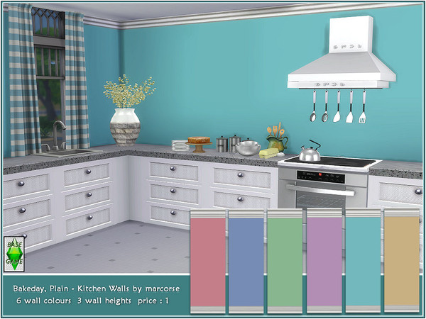 Sims 4 — Bakeday, Plain - Kitchen Walls by marcorse. by marcorse — A set of solid coloured, toning walls to co-ordinate