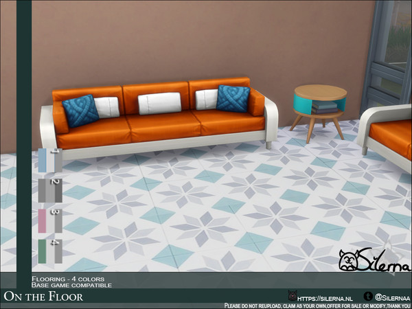 Sims 4 — On the Floor by Silerna — Porcelian tiles with multi colors and designs for your bathroom/spa or just outside!