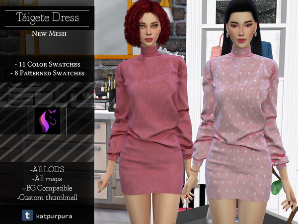 Sims 4 —  by KaTPurpura — A sweater dress or is it a dress that looks like a sweater? It can be both. A comforting piece