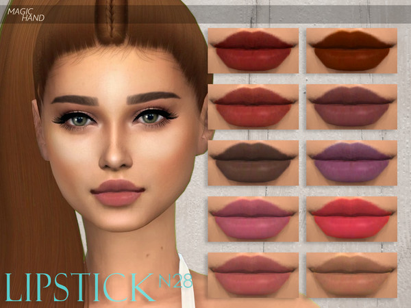 Sims 4 — [MH] Lipstick N28 by MagicHand — --18 available colors-- --Compatible with HQ settings-- --CAS thumbnail--