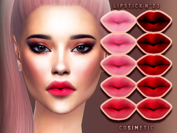 Sims 4 — Lipstick N23 by cosimetic — - This lipstick can use on all genders and from teen to elder. - Contains [ 10 ]