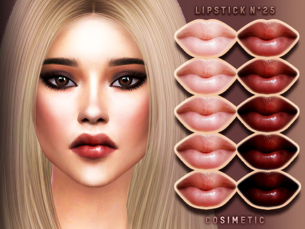 Sims 4 — Lipstick N25 by cosimetic — - This lipstick can use on all genders and from teen to elder. - Contains [ 10 ]