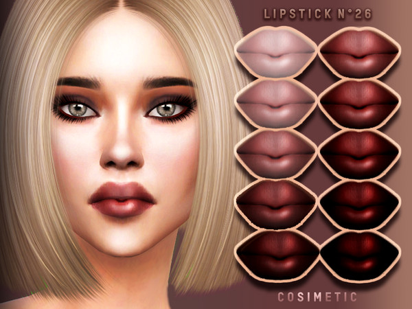 Sims 4 — Lipstick N26 by cosimetic — - This lipstick can use on all genders and from teen to elder. - Contains [ 10 ]