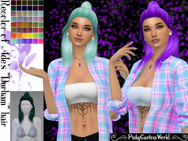 Sims 4 — Retexure of Durham hair by Ade by PinkyCustomWorld — - Recolor in 48 different colors - Custom Thumbnail -