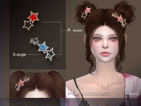 Sims 4 — S-Club LL ts4 Hair Accessories 202012 by S-Club — The stars Accessories hope you like, thank you. Classified in