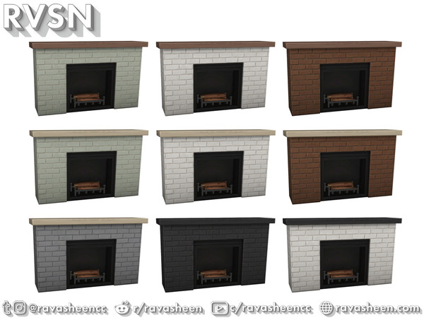 Sims 4 — Squash Goals - Brick Fireplace by RAVASHEEN — This classic brick fireplace is sure to induce nostalgia with it's