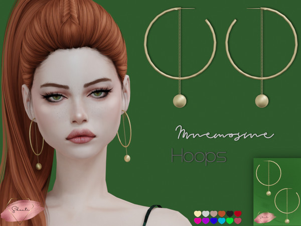 Sims 4 — Mnemosine Hoops by Shanti_ — * 12 swatches * Disallowed for random * Teen to Elder * Female * Base game