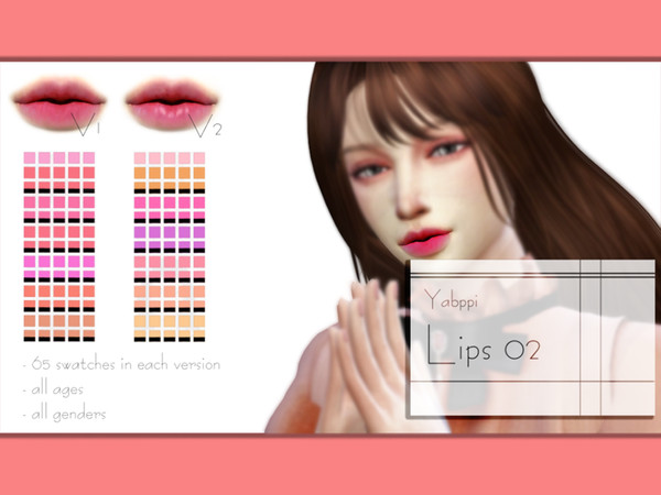 Sims 4 — Yabppi_Fluffy peach lips by Yabppi — -V1 : matte / V2 : glossy