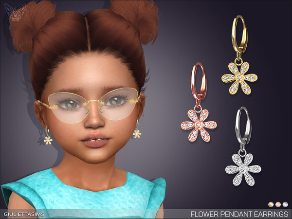 Sims 4 — Flower Pendant Earrings For Toddlers by feyona — * 3 swatches * Base game compatible, feminine style choice,