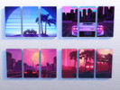 Sims 4 — Retrowave Pictures-REQUIRES GET TO WORK by Xroulen — Four Retrowave pictures for your home. Expansion packs