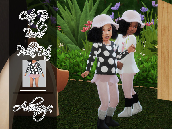 Sims 4 — Toddler Cutietop Recolor Polkadots - Mesh needed! by Advaneye — This top is a recolor of beelovedsims's